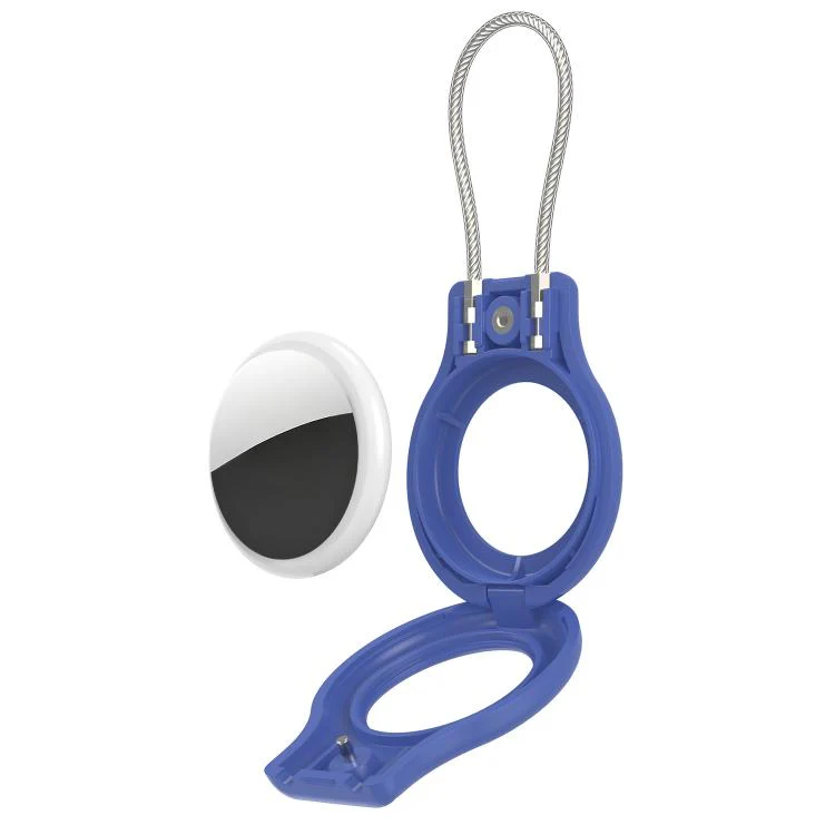 For AirTag 2nd Gen / 1st Gen XDcase Hollow PC Protective Case with Security Lock & Metal Strap(Blue) - Image 3