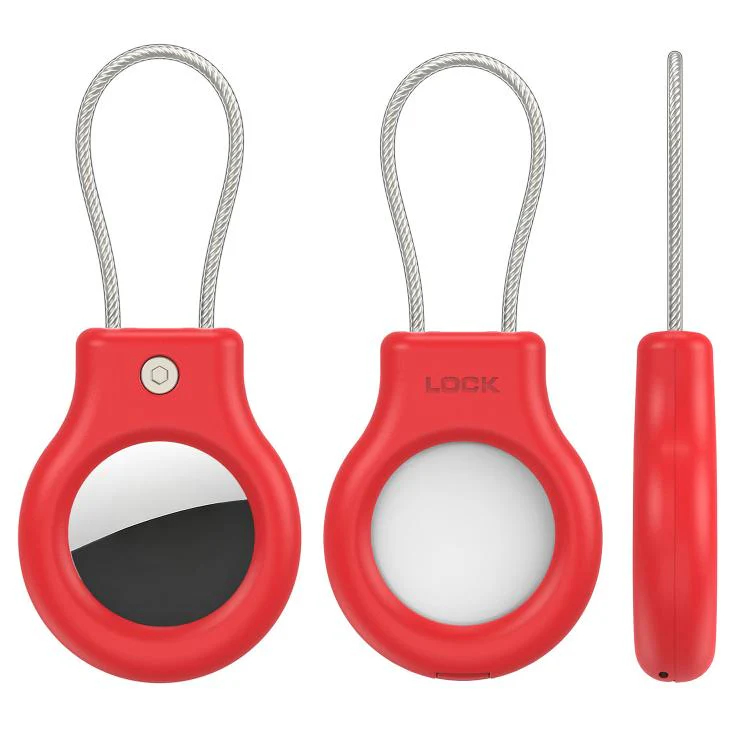 For AirTag 2nd Gen / 1st Gen XDcase Hollow PC Protective Case with Security Lock & Metal Strap(Red) - Image 2