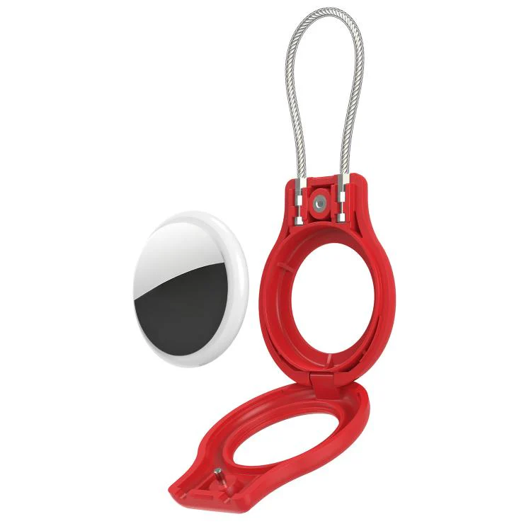 For AirTag 2nd Gen / 1st Gen XDcase Hollow PC Protective Case with Security Lock & Metal Strap(Red) - Image 3