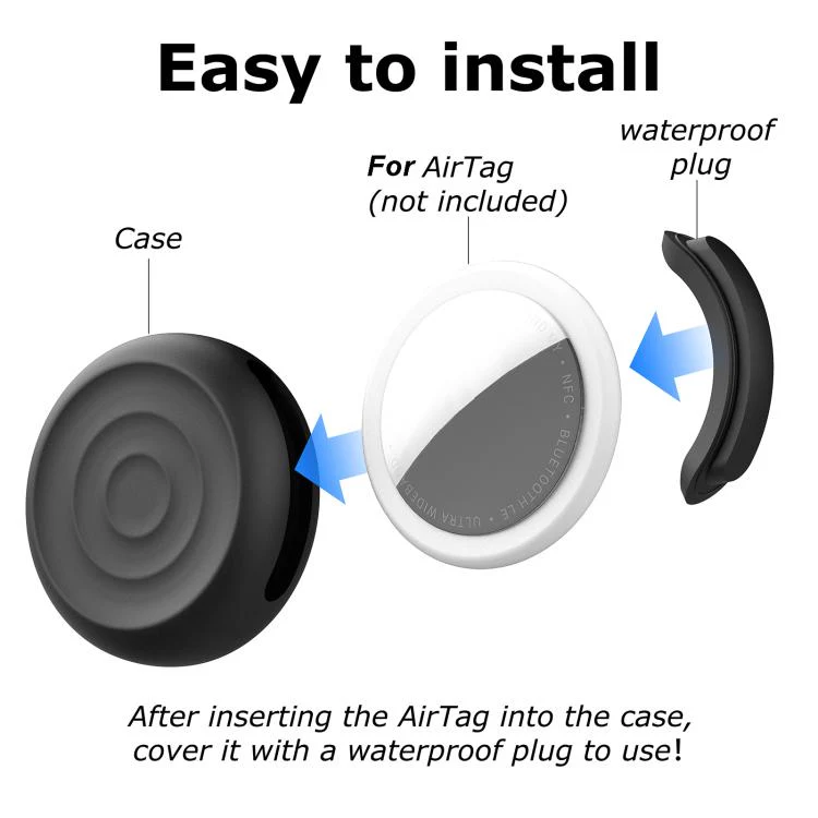 For AirTag 2nd Gen / AirTag 1st Gen Wave Texture Side Hole Adhesive Silicone Waterproof Protective Cover(Black) - Image 3