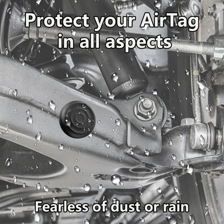 For AirTag 2nd Gen / AirTag 1st Gen Wave Texture Side Hole Adhesive Silicone Waterproof Protective Cover(Black) - Image 5