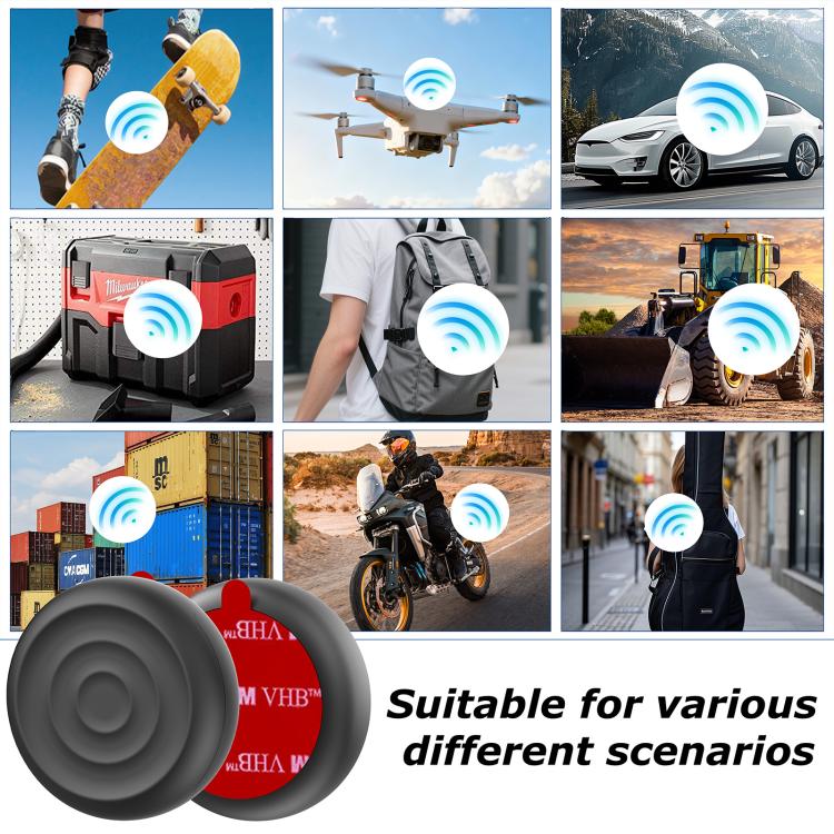 For AirTag 2nd Gen / AirTag 1st Gen Wave Texture Side Hole Adhesive Silicone Waterproof Protective Cover(Black) - Image 6