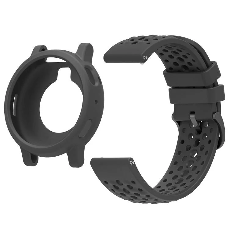 For Amazfit Active Max Silicone Soft Case and Solid Color Perforated Silicone Watch Band(Dark Grey) - Image 2