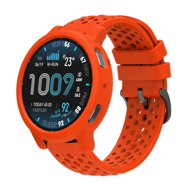 For Amazfit Active Max Silicone Soft Case and Solid Color Perforated Silicone Watch Band(Orange)