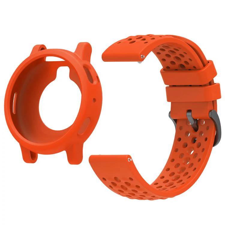 For Amazfit Active Max Silicone Soft Case and Solid Color Perforated Silicone Watch Band(Orange) - Image 2