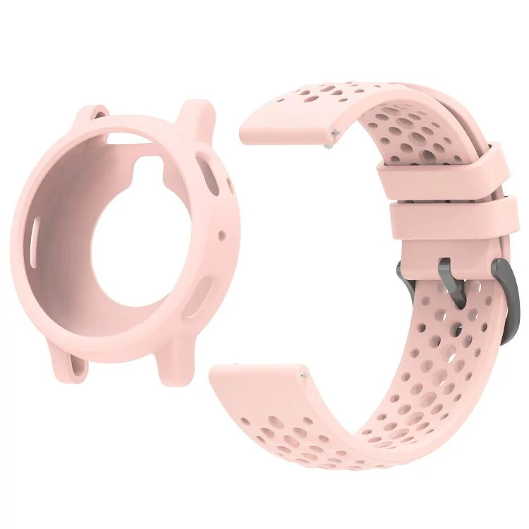 For Amazfit Active Max Silicone Soft Case and Solid Color Perforated Silicone Watch Band(Pink) - Image 2