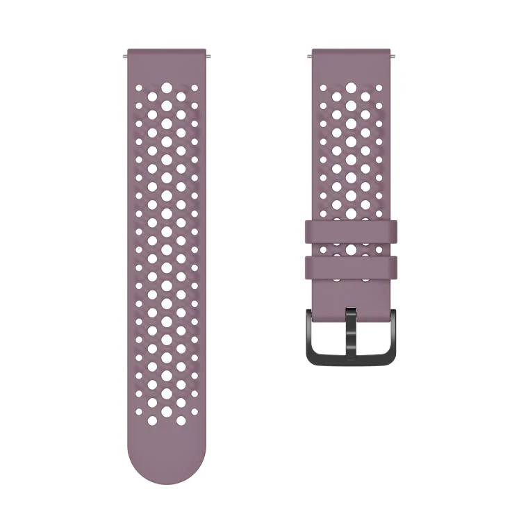 For Amazfit Active Max Silicone Soft Case and Solid Color Perforated Silicone Watch Band(Smoky Purple) - Image 5