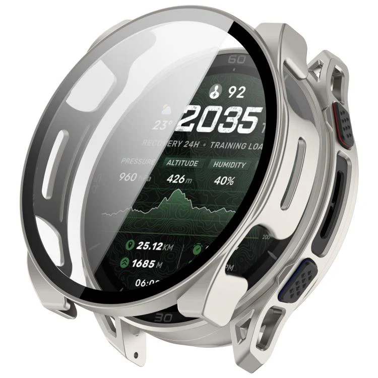For Amazfit Cheetah 2 Ultra Tempered Glass Film Integrated PC Watch Protective Case(Brushed Titanium)