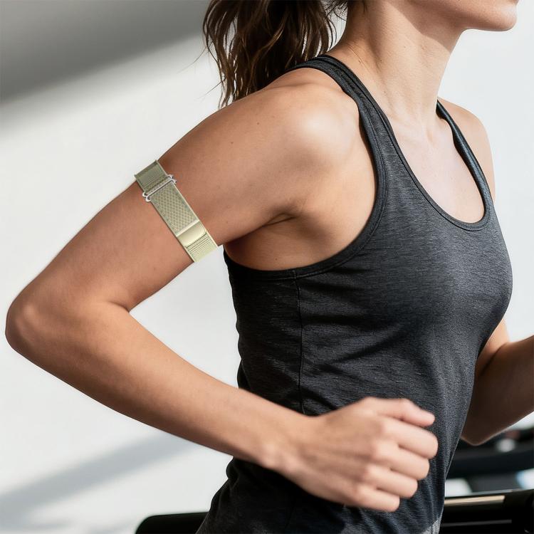 For Amazfit Helio Strap Nylon Hook and Loop Fastener Watch Band Armband(Beige) - Image 3