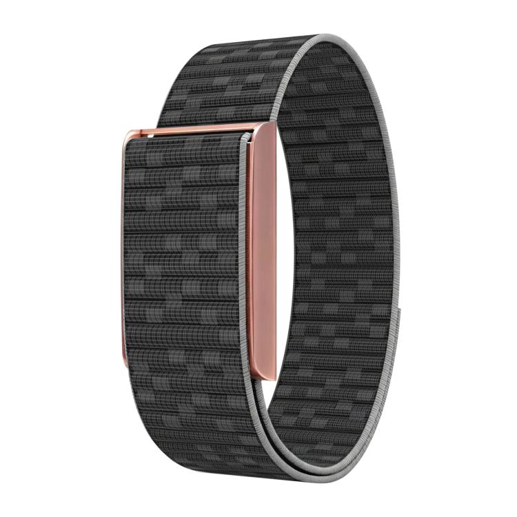 For Amazfit Helio Strap Watch Frame Integrated Nylon Hook and Loop Fastener Watch Band(Black+Rose Gold)