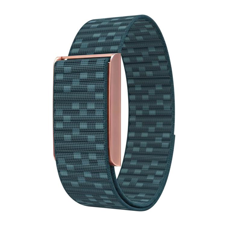 For Amazfit Helio Strap Watch Frame Integrated Nylon Hook and Loop Fastener Watch Band(Blue+Rose Gold)