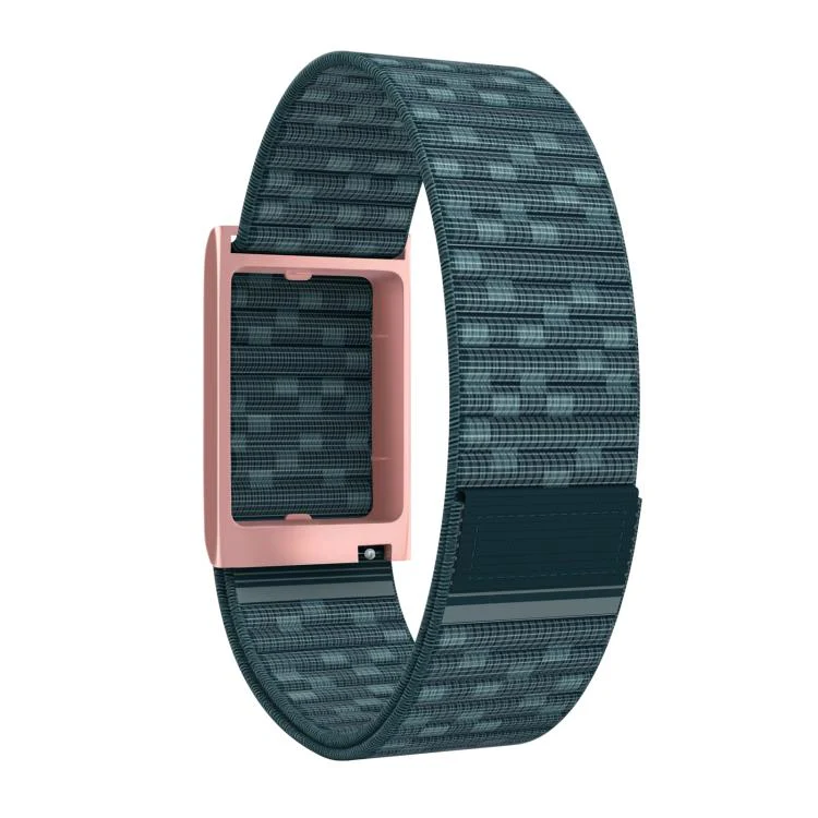 For Amazfit Helio Strap Watch Frame Integrated Nylon Hook and Loop Fastener Watch Band(Blue+Rose Gold) - Image 3