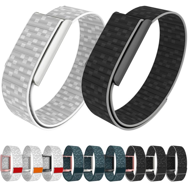 For Amazfit Helio Strap Watch Frame Integrated Nylon Hook and Loop Fastener Watch Band(Blue+Rose Gold) - Image 5