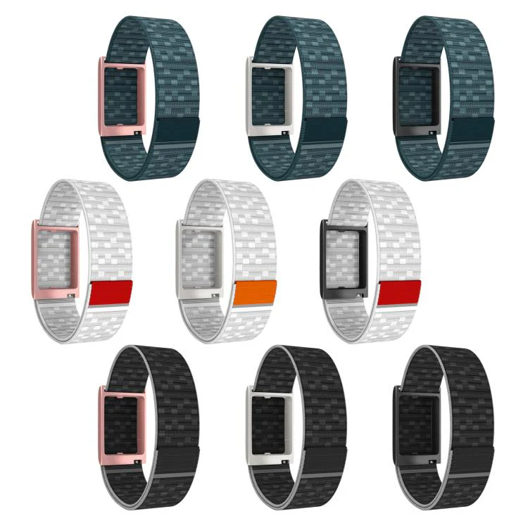 For Amazfit Helio Strap Watch Frame Integrated Nylon Hook and Loop Fastener Watch Band(Blue+Rose Gold) - Image 7