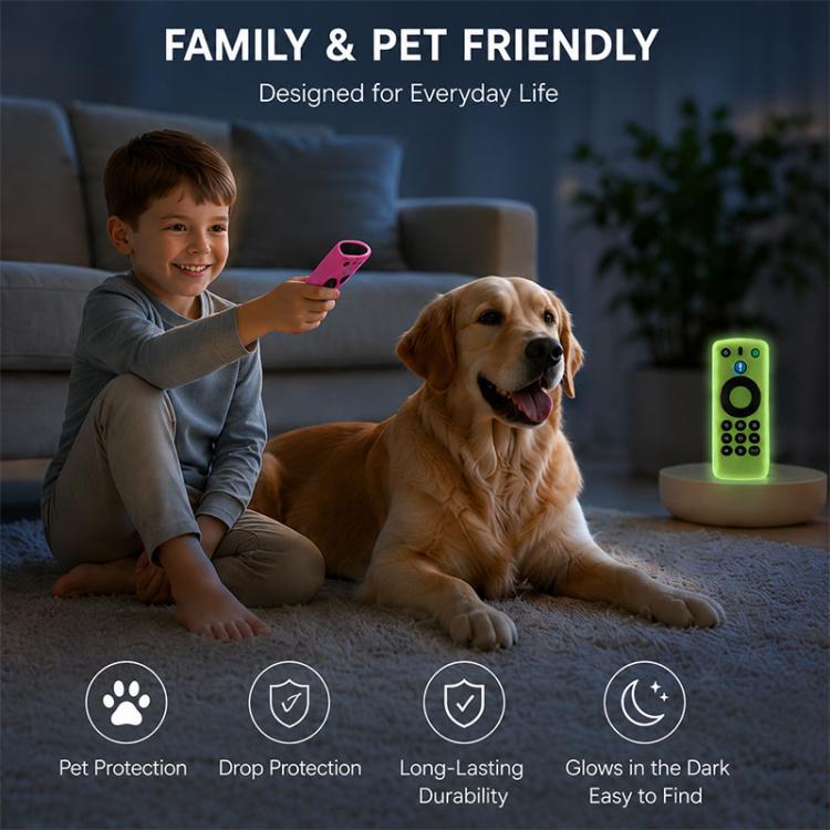For Amazon Alexa Voice Remote 3rd Gen XDcase 4pcs Soft Silicone Protective Case with Mini Strap(Luminous 4-Color) - Image 6