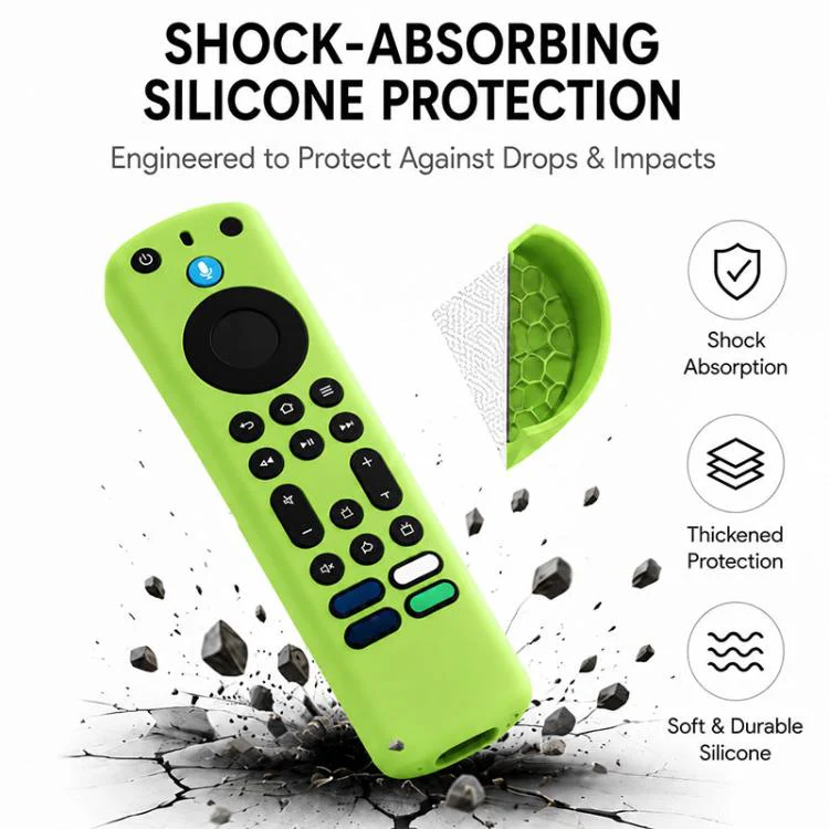 For Amazon Alexa Voice Remote 3rd Gen XDcase 4pcs Soft Silicone Protective Case with Mini Strap(Luminous Blue) - Image 5