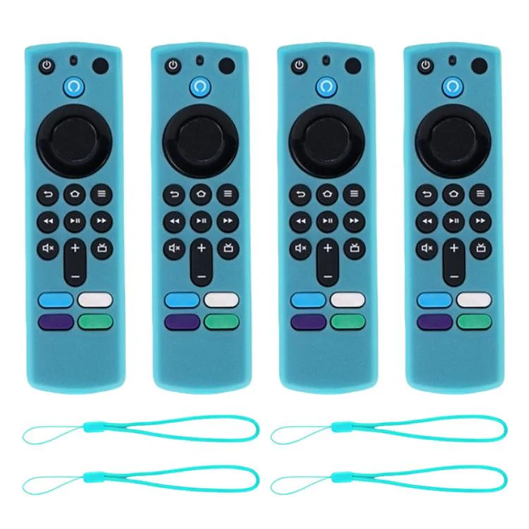 For Amazon Alexa Voice Remote 3rd Gen XDcase 4pcs Soft Silicone Protective Case with Mini Strap(Luminous Orchid)