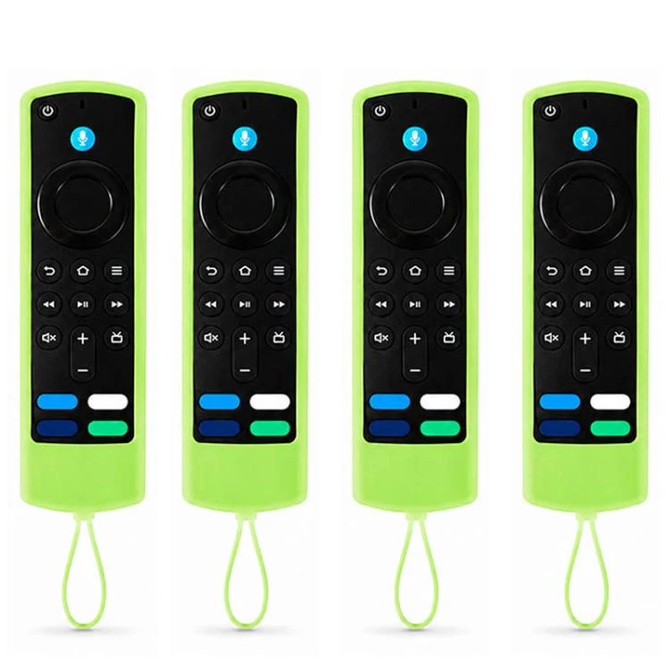 For Amazon Alexa Voice Remote Gen 3/2/1 XDcase 4pcs Thickened Soft Silicone Protective Case with Mini Strap(Luminous Green)