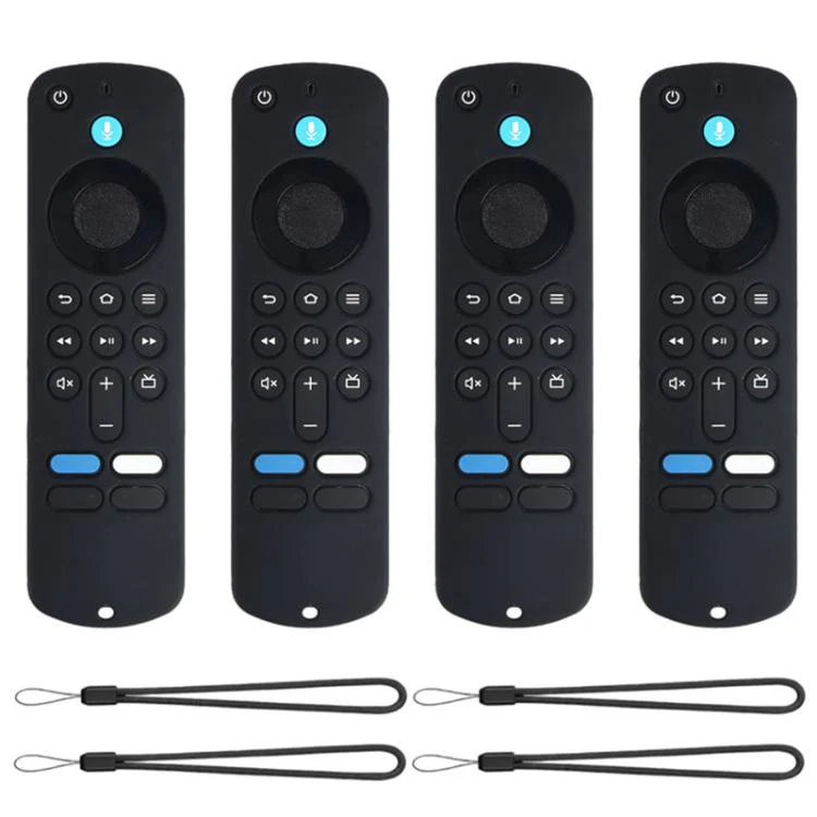 For Amazon Fire TV Stick 4K 2025 Remote XDcase 4pcs Soft Silicone Protective Case with Mini Strap(Black)