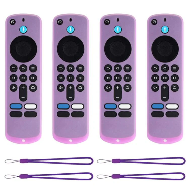 For Amazon Fire TV Stick 4K 2025 Remote XDcase 4pcs Soft Silicone Protective Case with Mini Strap(Luminous Purple)