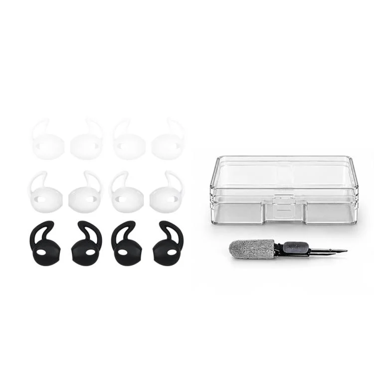 For Apple EarPods XDcase 6 Pairs Silicone Anti-slip Sports Ear Covers Kit, Cleaning Brush Color Random(Black White Transparent)