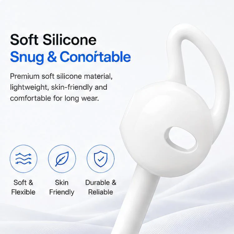 For Apple EarPods XDcase 6 Pairs Silicone Anti-slip Sports Ear Covers Kit, Cleaning Brush Color Random(White) - Image 3