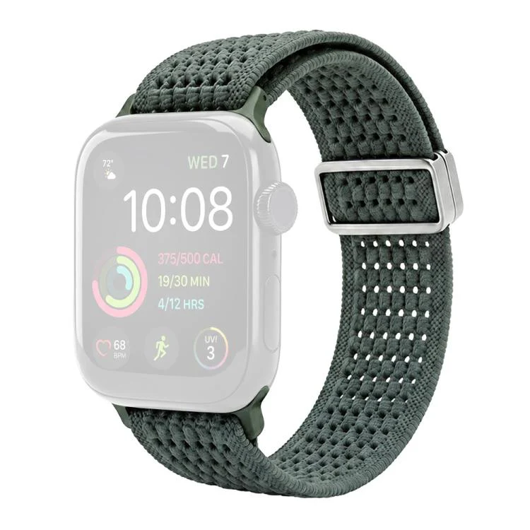 For Apple Watch 38 / 40 / 41 / S11 42mm xDfind Magnetic Buckle Hollow-Out Nylon Woven Watch Band(Dark Green) - Image 2