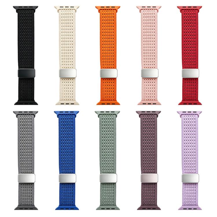 For Apple Watch 38 / 40 / 41 / S11 42mm xDfind Magnetic Buckle Hollow-Out Nylon Woven Watch Band(Dark Green) - Image 4