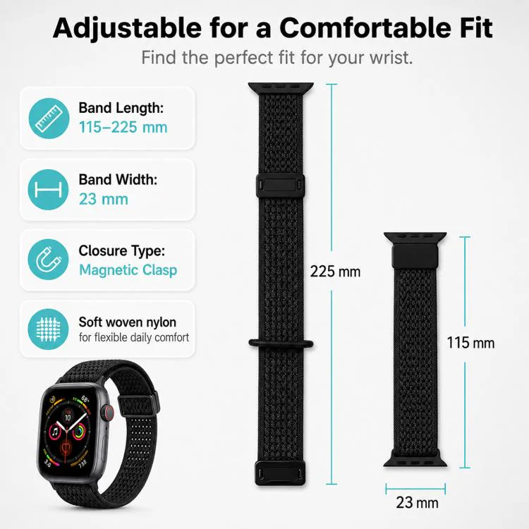 For Apple Watch 38 / 40 / 41 / S11 42mm xDfind Magnetic Buckle Hollow-Out Nylon Woven Watch Band(Dark Green) - Image 6
