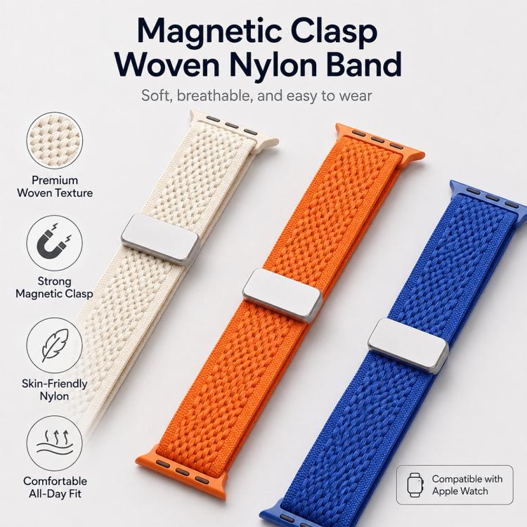 For Apple Watch 38 / 40 / 41 / S11 42mm xDfind Magnetic Buckle Hollow-Out Nylon Woven Watch Band(Dark Green) - Image 9