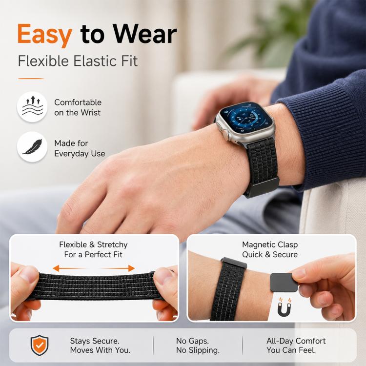 For Apple Watch 38 / 40 / 41 / S11 42mm xDfind Magnetic Buckle Nylon Woven Watch Band(Blue) - Image 8