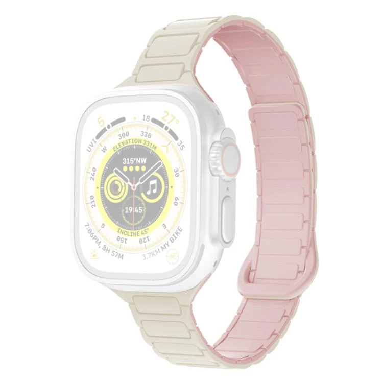 For Apple Watch 38 / 40 / 41 / S11 42mm xDfind Three Beads Magnetic Silicone Watch Band(Starlight + Pink) - Image 2