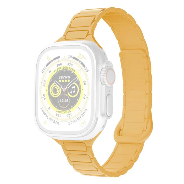 For Apple Watch 38 / 40 / 41 / S11 42mm xDfind Three Beads Magnetic Silicone Watch Band(Yellow) - Image 2