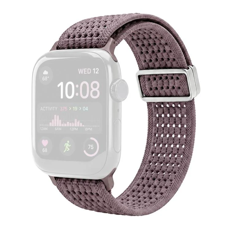 For Apple Watch 42 / 44 / 45 / 46 / 49mm xDfind Magnetic Buckle Hollow-Out Nylon Woven Watch Band(Smoky Purple) - Image 2
