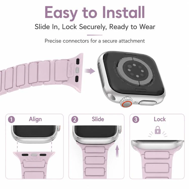 For Apple Watch 42 / 44 / 45 / 46 / 49mm xDfind Three Beads Magnetic Silicone Watch Band(Starlight) - Image 8