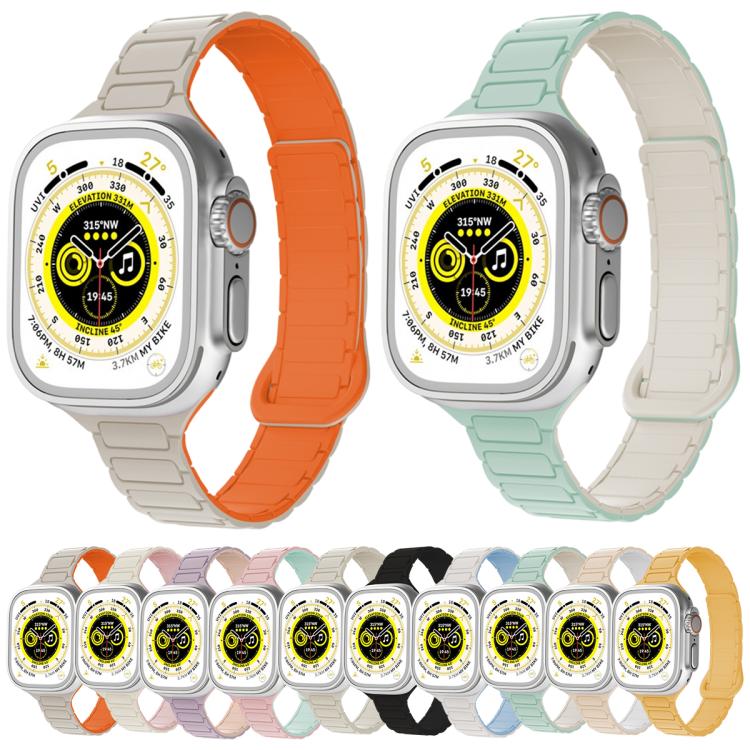For Apple Watch 42 / 44 / 45 / 46 / 49mm xDfind Three Beads Magnetic Silicone Watch Band(Yellow) - Image 3