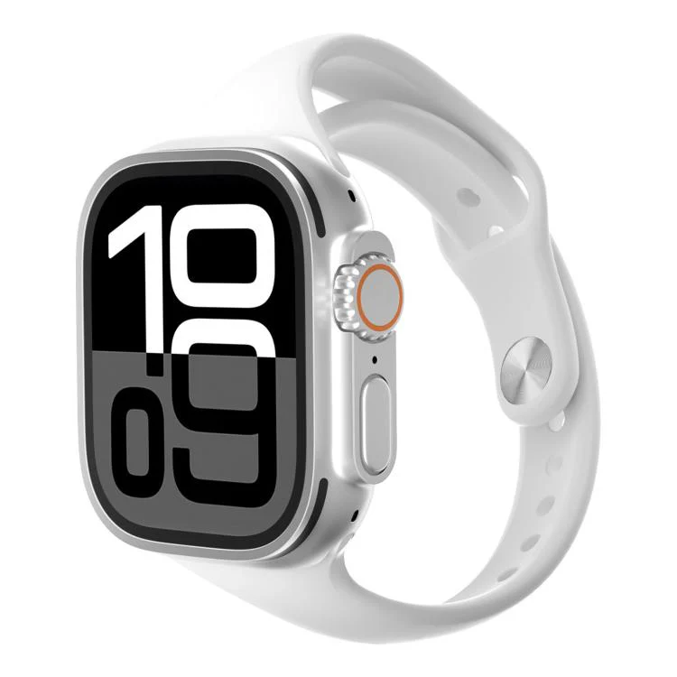 For Apple Watch 42mm / 41mm / 40mm / 38mm Angled Connector Slim Reverse Buckle Silicone Watch Band(White)