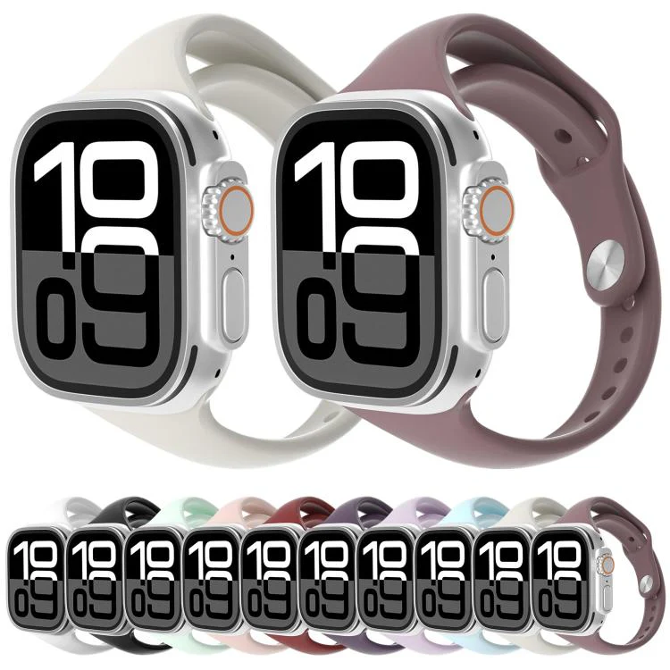 For Apple Watch 42mm / 41mm / 40mm / 38mm Angled Connector Slim Reverse Buckle Silicone Watch Band(White) - Image 4