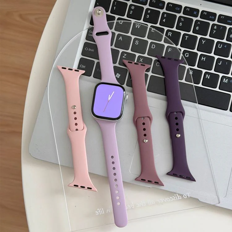 For Apple Watch 42mm / 41mm / 40mm / 38mm Angled Connector Slim Reverse Buckle Silicone Watch Band(White) - Image 7