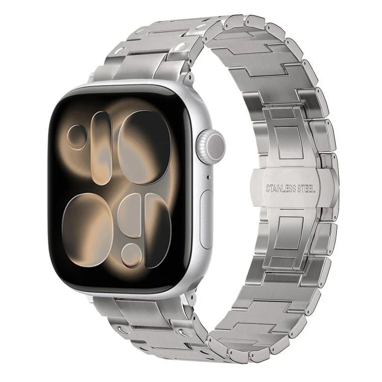 For Apple Watch 42mm / 41mm / 40mm / 38mm Mechanical-Style Butterfly Clasp Metal Watch Band(Titanium)