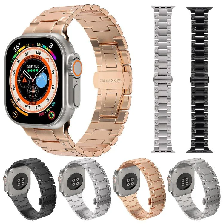 For Apple Watch 42mm / 41mm / 40mm / 38mm Mechanical-Style Butterfly Clasp Metal Watch Band(Titanium) - Image 5