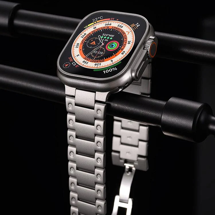 For Apple Watch 42mm / 41mm / 40mm / 38mm Mechanical-Style Butterfly Clasp Metal Watch Band(Titanium) - Image 8