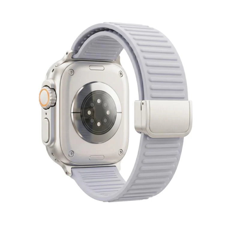 For Apple Watch 42mm / 41mm / 40mm / 38mm Mountain Pattern Loop Magnetic Buckle Silicone Watch Band(Gray)