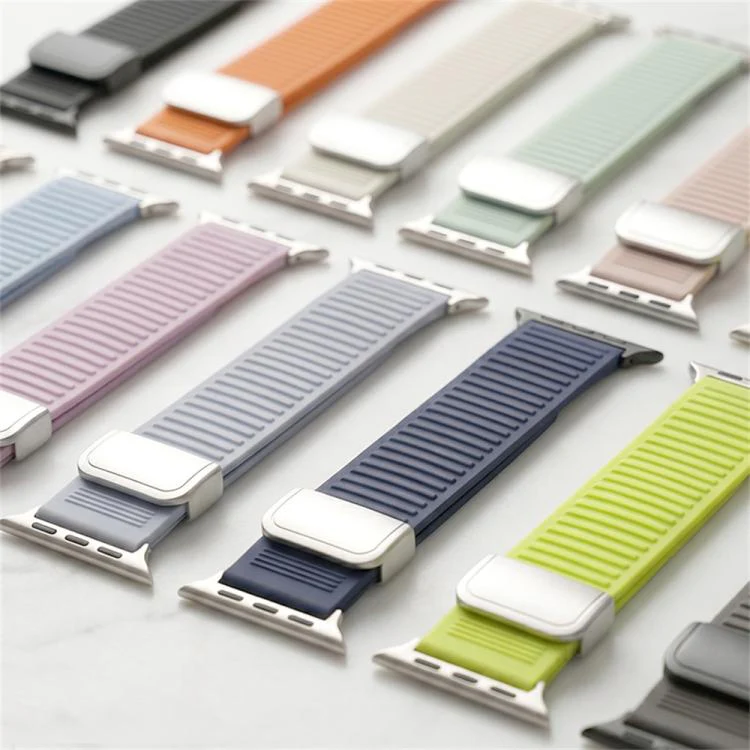 For Apple Watch 42mm / 41mm / 40mm / 38mm Mountain Pattern Loop Magnetic Buckle Silicone Watch Band(Pink) - Image 7