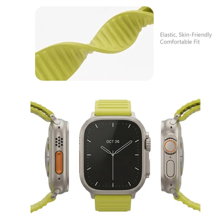 For Apple Watch 42mm / 41mm / 40mm / 38mm Mountain Pattern Loop Magnetic Buckle Silicone Watch Band(Starlight) - Image 3