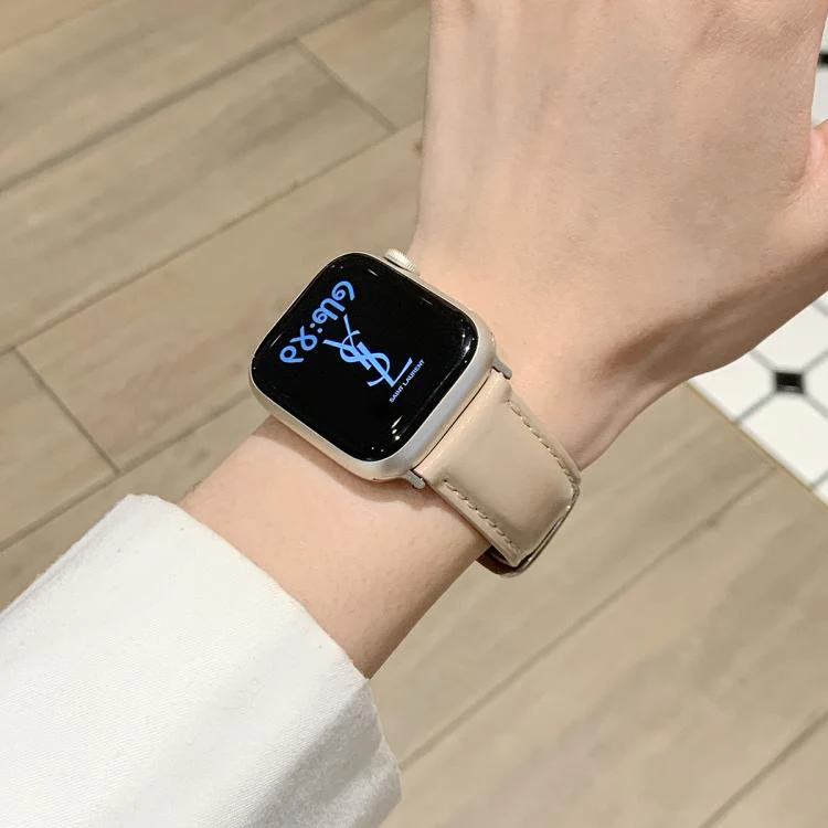 For Apple Watch 42mm / 41mm / 40mm / 38mm Oil Waxed Genuine Leather Pin Buckle Watch Band(Beige) - Image 2