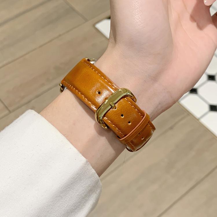 For Apple Watch 42mm / 41mm / 40mm / 38mm Oil Waxed Genuine Leather Pin Buckle Watch Band(Brown) - Image 3