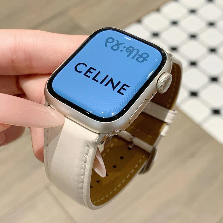 For Apple Watch 42mm / 41mm / 40mm / 38mm Oil Waxed Genuine Leather Pin Buckle Watch Band(Creamy White) - Image 5