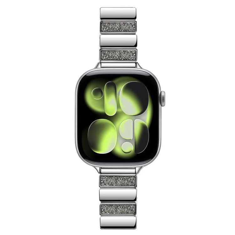 For Apple Watch 42mm / 41mm / 40mm / 38mm Piano Key Design Stainless Steel Folding Clasp Metal Watch Band(Glitter Gray) - Image 3
