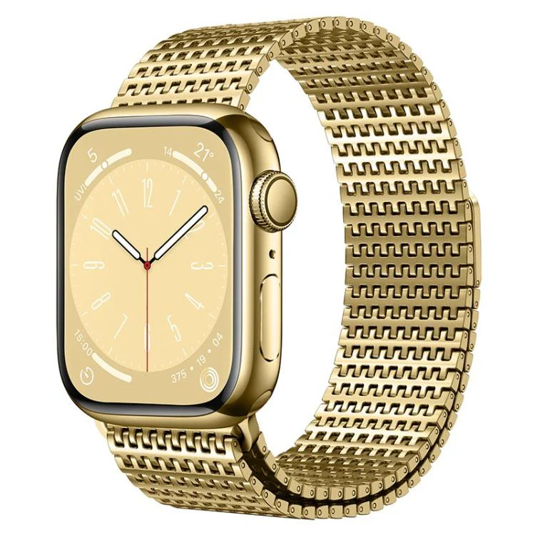 For Apple Watch 42mm / 41mm / 40mm / 38mm Pin-Chain Milanese Magnetic Watch Band(Gold)